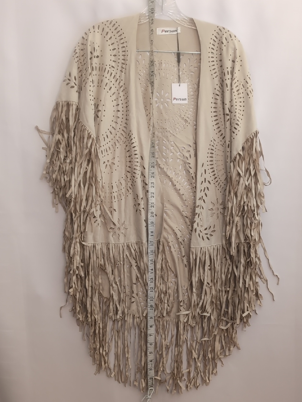 Faux Suede Boho Fringe Shawl - Picture 7 of 8